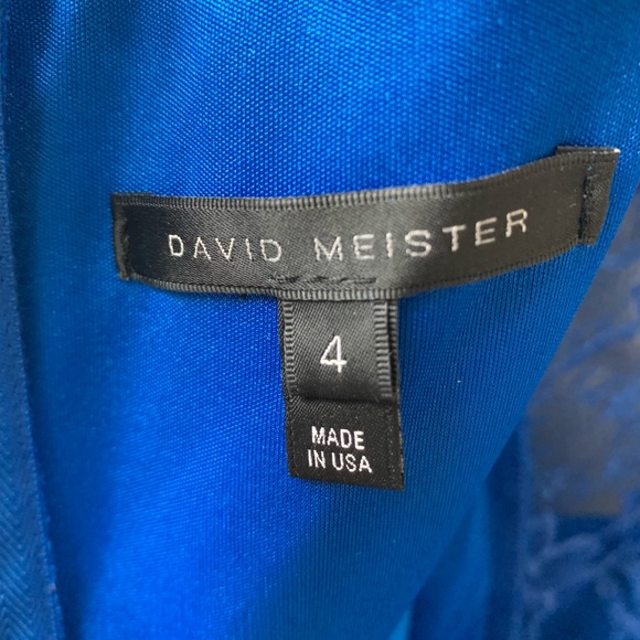 NWOT David Meister Blue Cocktail Dress w/ Lace 4 - Picture 6 of 8